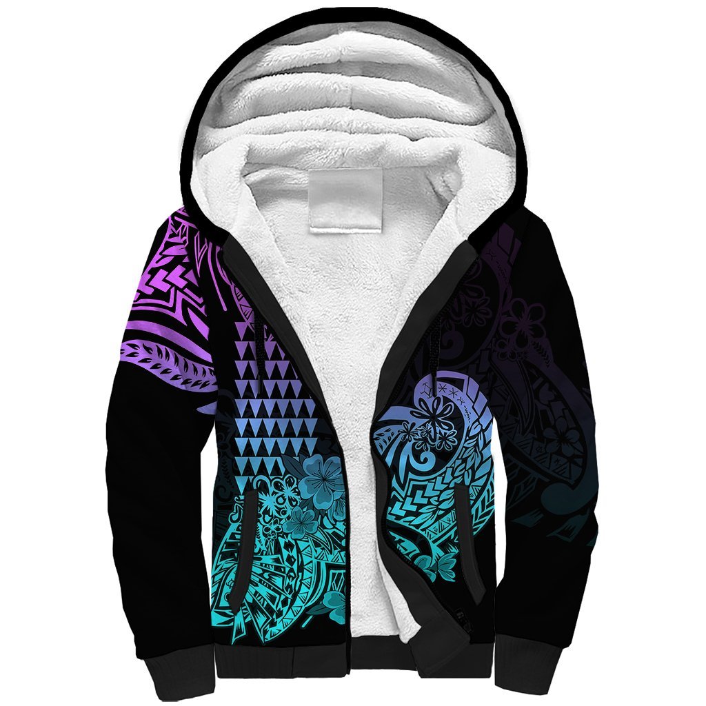 Hawaii Kakau Sherpa Hoodie Polynesian Floral Tribal Heliotrope Version LT9 Unisex Heliotrope - Polynesian Pride