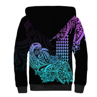 Hawaii Kakau Sherpa Hoodie Polynesian Floral Tribal Heliotrope Version LT9 - Polynesian Pride