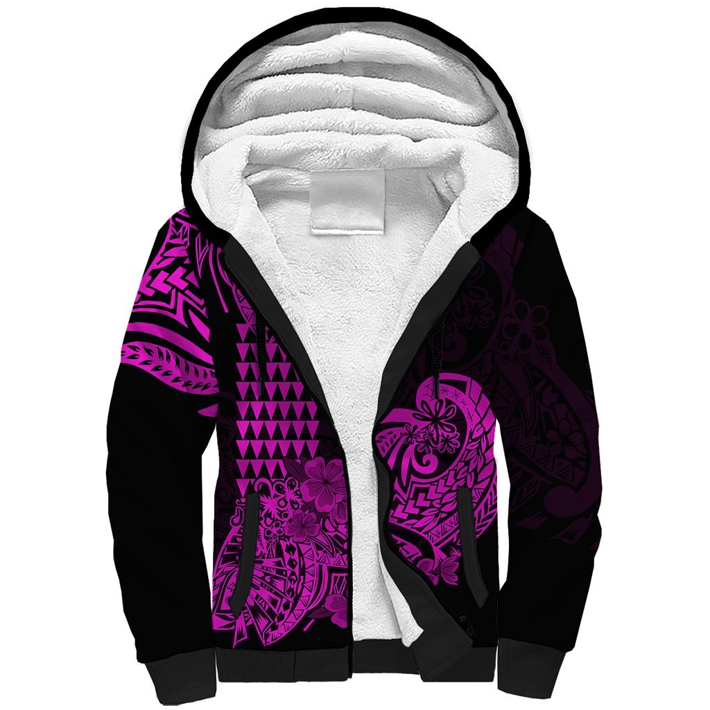 Hawaii Kakau Sherpa Hoodie Polynesian Floral Tribal Purple Version LT9 Unisex Purple - Polynesian Pride