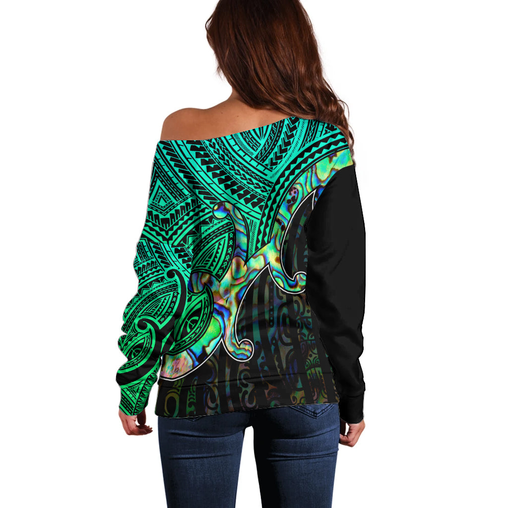 Custom Aotearoa Papua Shell Off Shoulder Sweater Maori Tribal Pattern LT9 - Polynesian Pride