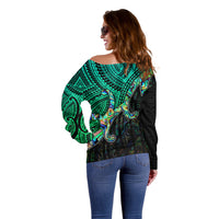 Custom Aotearoa Papua Shell Off Shoulder Sweater Maori Tribal Pattern LT9 - Polynesian Pride