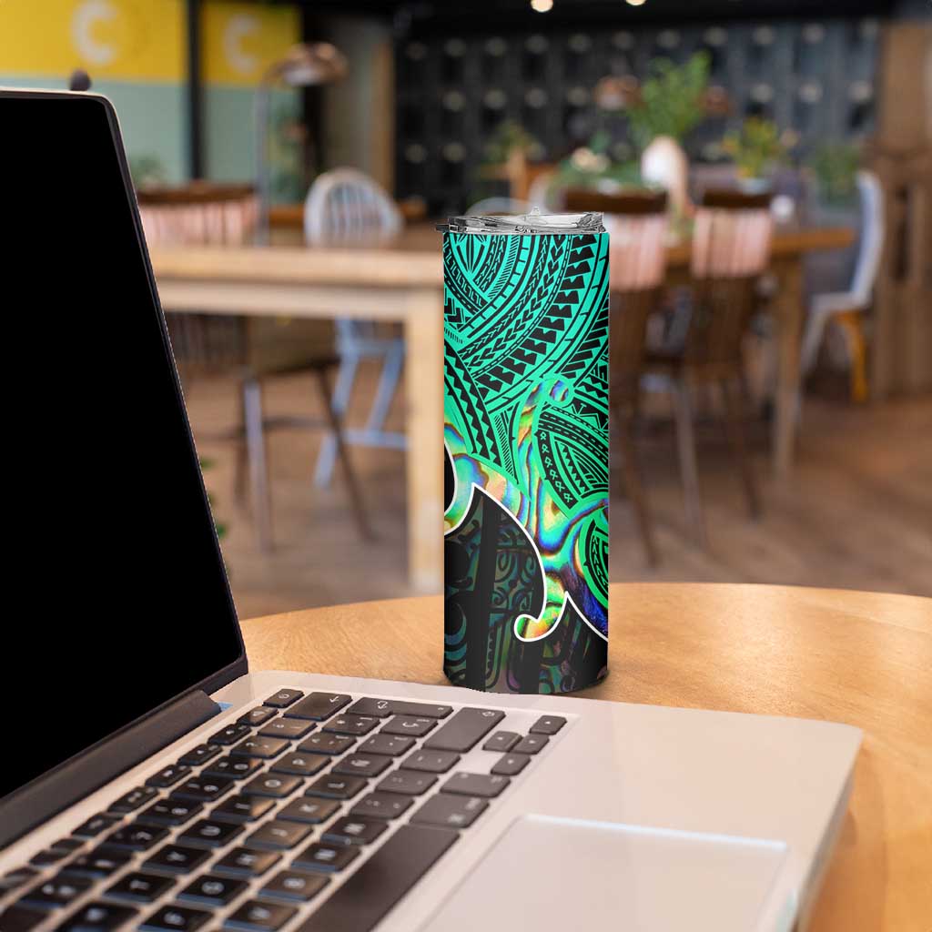 Personalised Aotearoa Papua Shell Skinny Tumbler Maori Tribal Pattern