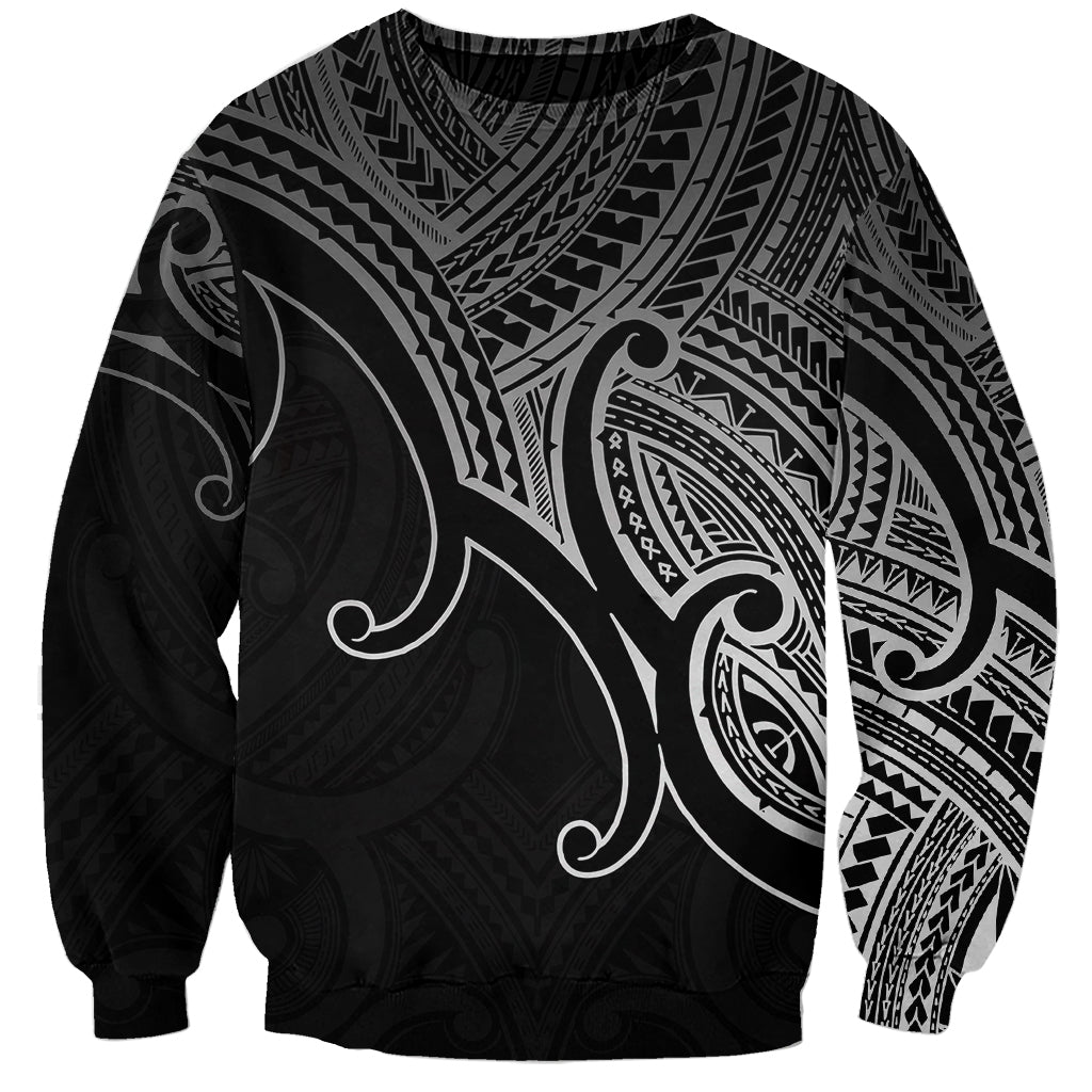 Aotearoa Maori Koru Sweatshirt Polynesian Pacific Tribal - Black LT9 Unisex Black - Polynesian Pride