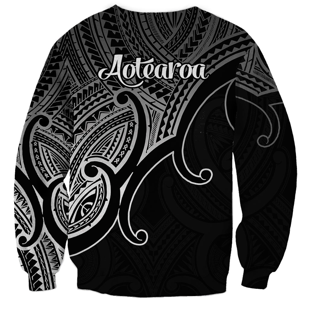 Aotearoa Maori Koru Sweatshirt Polynesian Pacific Tribal - Black LT9 - Polynesian Pride