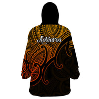 Aotearoa Maori Koru Wearable Blanket Hoodie Polynesian Pacific Tribal - Gold LT9 - Polynesian Pride