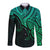 Aotearoa Maori Koru Long Sleeve Button Shirt Polynesian Pacific Tribal - Green LT9 Unisex Green - Polynesian Pride