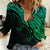 Aotearoa Maori Koru Women Casual Shirt Polynesian Pacific Tribal - Green LT9 Female Green - Polynesian Pride