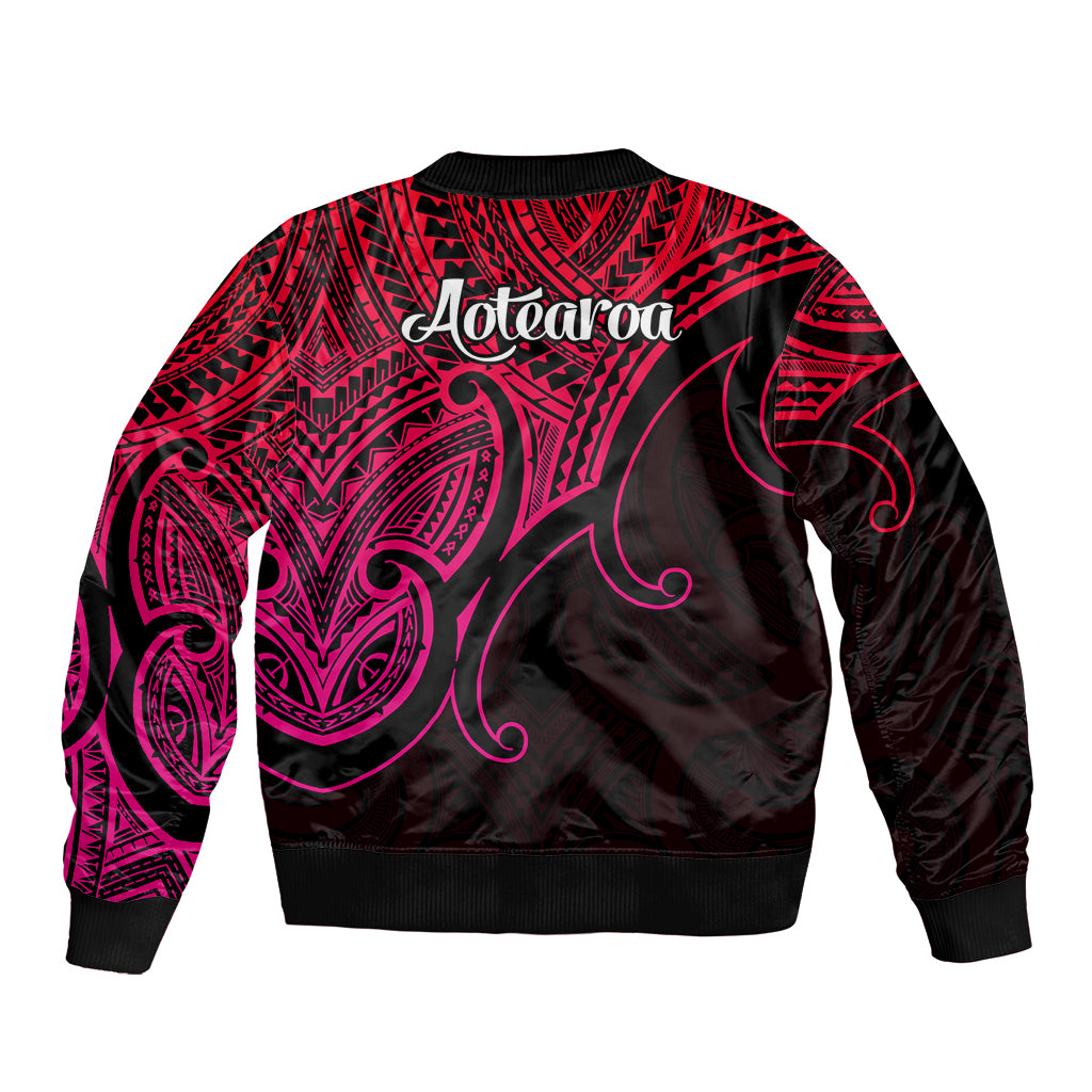 Aotearoa Maori Koru Bomber Jacket Polynesian Pacific Tribal - Pink LT9 - Polynesian Pride