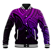 Aotearoa Maori Koru Baseball Jacket Polynesian Pacific Tribal - Purple LT9 Unisex Purple - Polynesian Pride