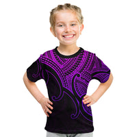 Aotearoa Maori Koru Kid T Shirt Polynesian Pacific Tribal - Purple LT9 Purple - Polynesian Pride