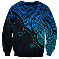 Custom Aotearoa Maori Koru Sweatshirt Polynesian Pacific Tribal - Blue LT9 Unisex Blue - Polynesian Pride