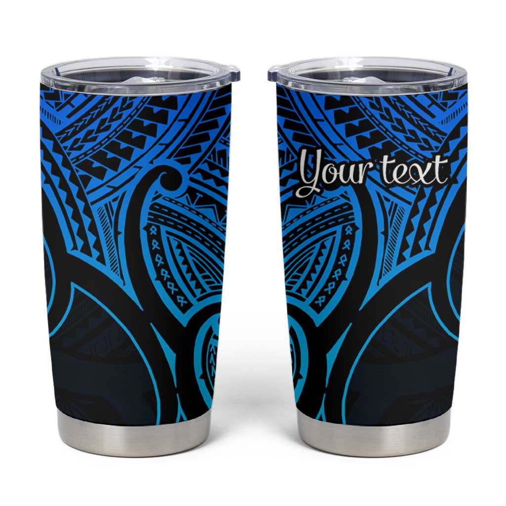 Personalised Aotearoa Papua Shell Tumbler Cup Blue Polynesian Pacific Tribal LT9 Blue - Polynesian Pride