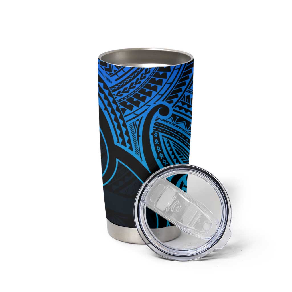 Personalised Aotearoa Papua Shell Tumbler Cup Blue Polynesian Pacific Tribal LT9 - Polynesian Pride