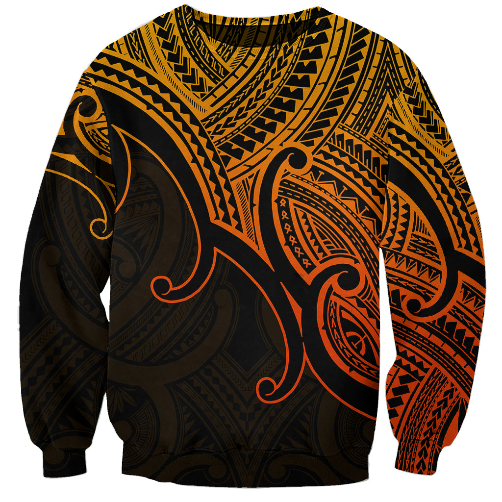 Custom Aotearoa Maori Koru Sweatshirt Polynesian Pacific Tribal - Gold LT9 Unisex Gold - Polynesian Pride