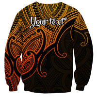 Custom Aotearoa Maori Koru Sweatshirt Polynesian Pacific Tribal - Gold LT9 - Polynesian Pride