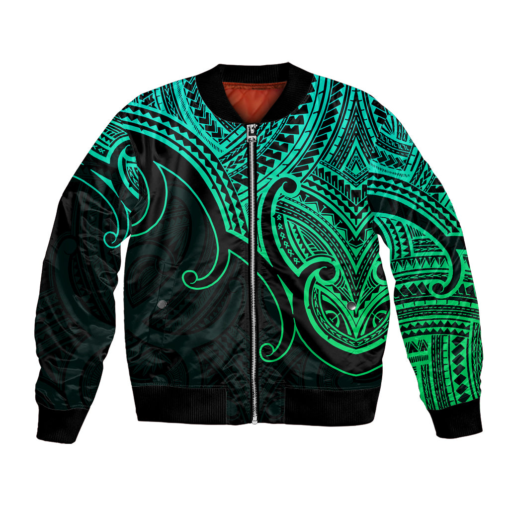 Custom Aotearoa Maori Koru Bomber Jacket Polynesian Pacific Tribal - Green LT9 Unisex Green - Polynesian Pride