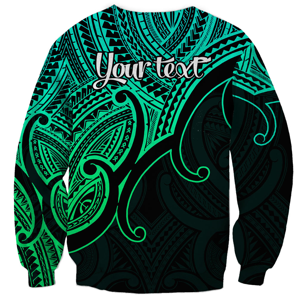 Custom Aotearoa Maori Koru Sweatshirt Polynesian Pacific Tribal - Green LT9 - Polynesian Pride
