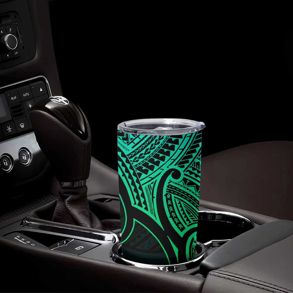 Personalised Aotearoa Papua Shell Tumbler Cup Green Polynesian Pacific Tribal
