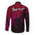 Custom Aotearoa Maori Koru Long Sleeve Button Shirt Polynesian Pacific Tribal - Pink LT9 - Polynesian Pride