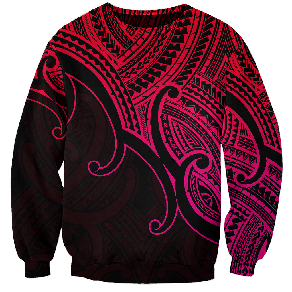Custom Aotearoa Maori Koru Sweatshirt Polynesian Pacific Tribal - Pink LT9 Unisex Pink - Polynesian Pride