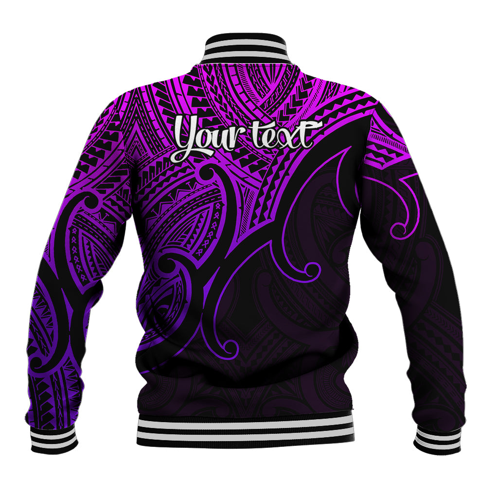 Custom Aotearoa Maori Koru Baseball Jacket Polynesian Pacific Tribal - Purple LT9 - Polynesian Pride