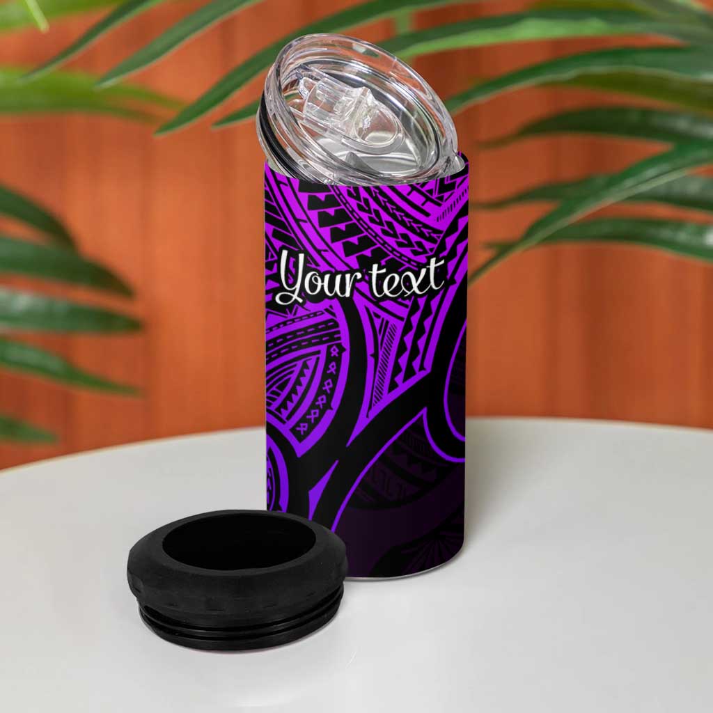 Personalised Aotearoa Papua Shell 4 in 1 Can Cooler Tumbler Purple Polynesian Pacific Tribal