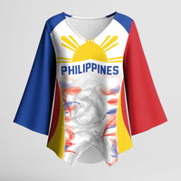 Philippines Flag Day Kimono Sleeve Blouse Filipino Feather Pattern