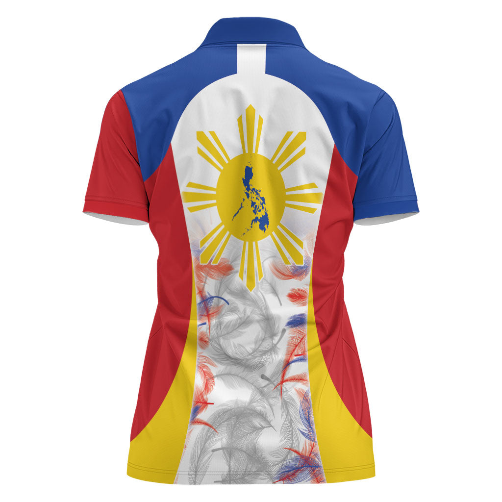 Philippines Flag Day Women Polo Shirt Filipino Feather Pattern LT9 - Polynesian Pride