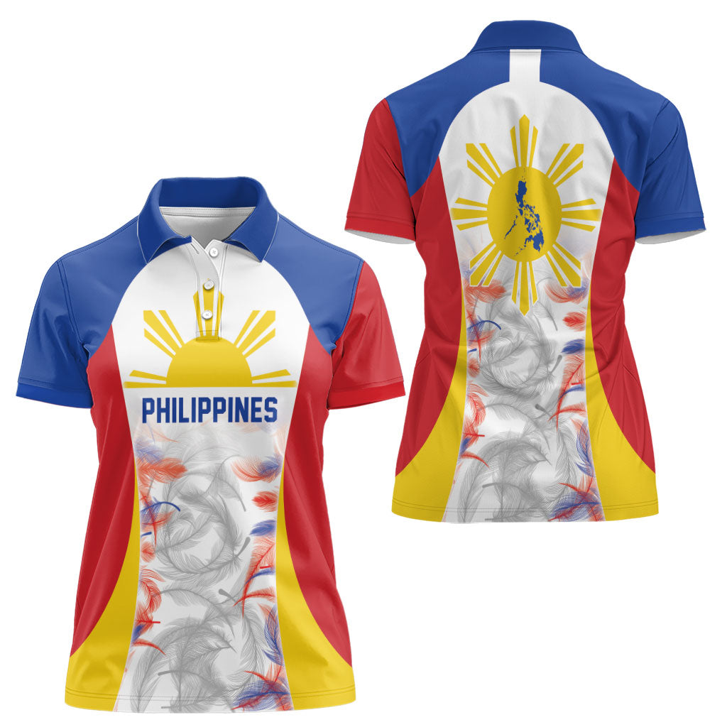 Philippines Flag Day Women Polo Shirt Filipino Feather Pattern LT9 - Polynesian Pride
