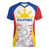Philippines Flag Day Women V-Neck T-Shirt Filipino Feather Pattern