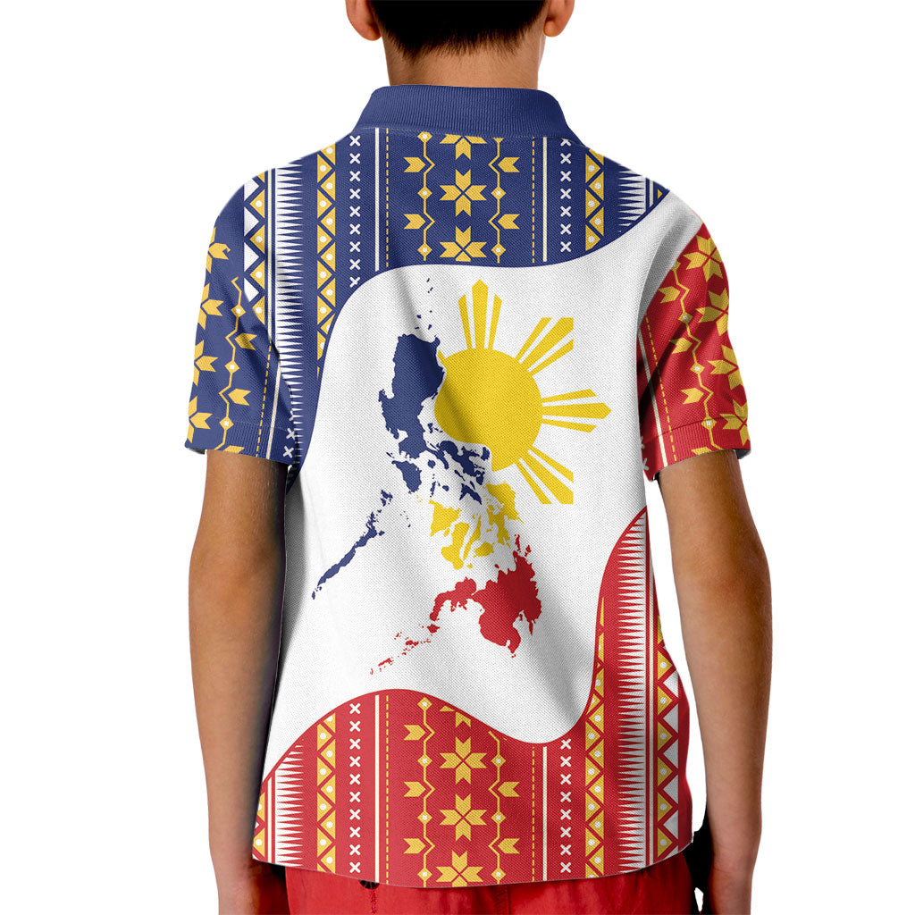 Philippines Flag Day Kid Polo Shirt Filipino Traditional Igorot Tribal Pattern