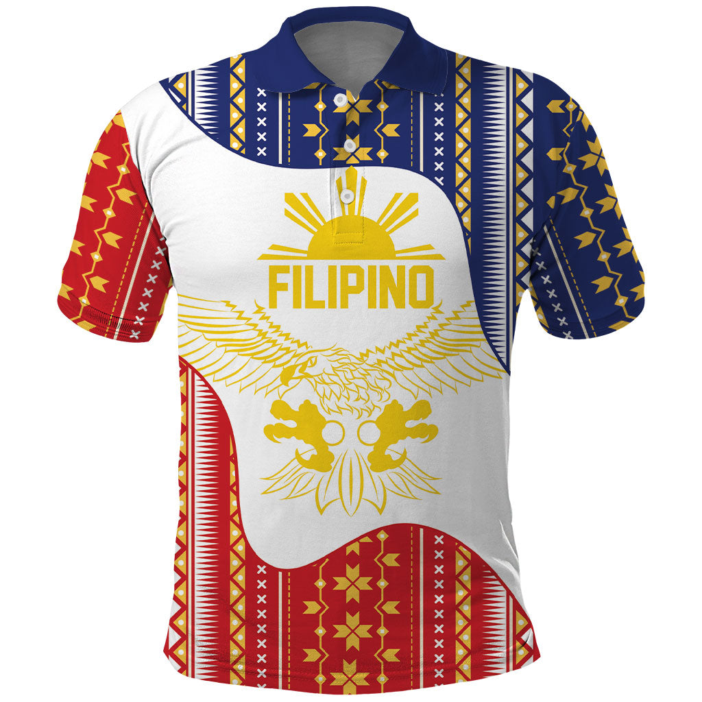 Philippines Flag Day Polo Shirt Filipino Traditional Igorot Tribal Pattern LT9 White - Polynesian Pride