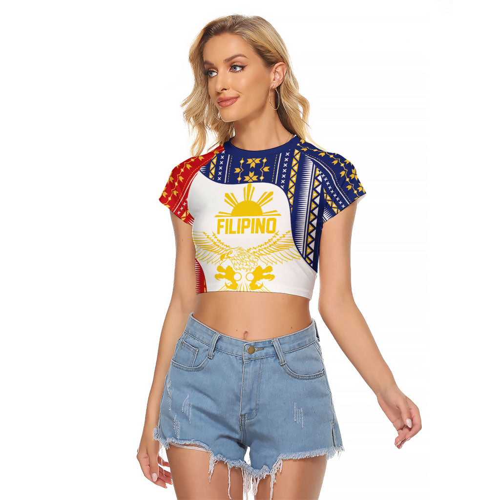 Philippines Flag Day Raglan Cropped T Shirt Filipino Traditional Igorot Tribal Pattern