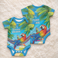 5 Oclock Somewhere Baby Onesie Hawaii Parrots Cocktail Summer Beach Vibe