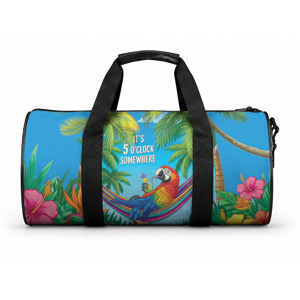 5 Oclock Somewhere Duffle Bag Hawaii Parrots Cocktail Summer Beach Vibe