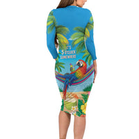 5 Oclock Somewhere Family Matching Long Sleeve Bodycon Dress and Hawaiian Shirt Hawaii Parrots Cocktail Summer Beach Vibe LT9 - Polynesian Pride