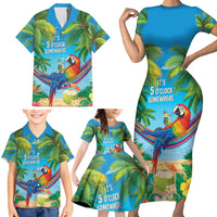 5 Oclock Somewhere Family Matching Short Sleeve Bodycon Dress and Hawaiian Shirt Hawaii Parrots Cocktail Summer Beach Vibe LT9 - Polynesian Pride