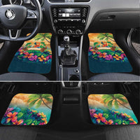 5 Oclock Somewhere Personalized Car Mats Hawaii Parrots Plumeria Summer Vibe LT9 Set 4pcs Yellow - Polynesian Pride