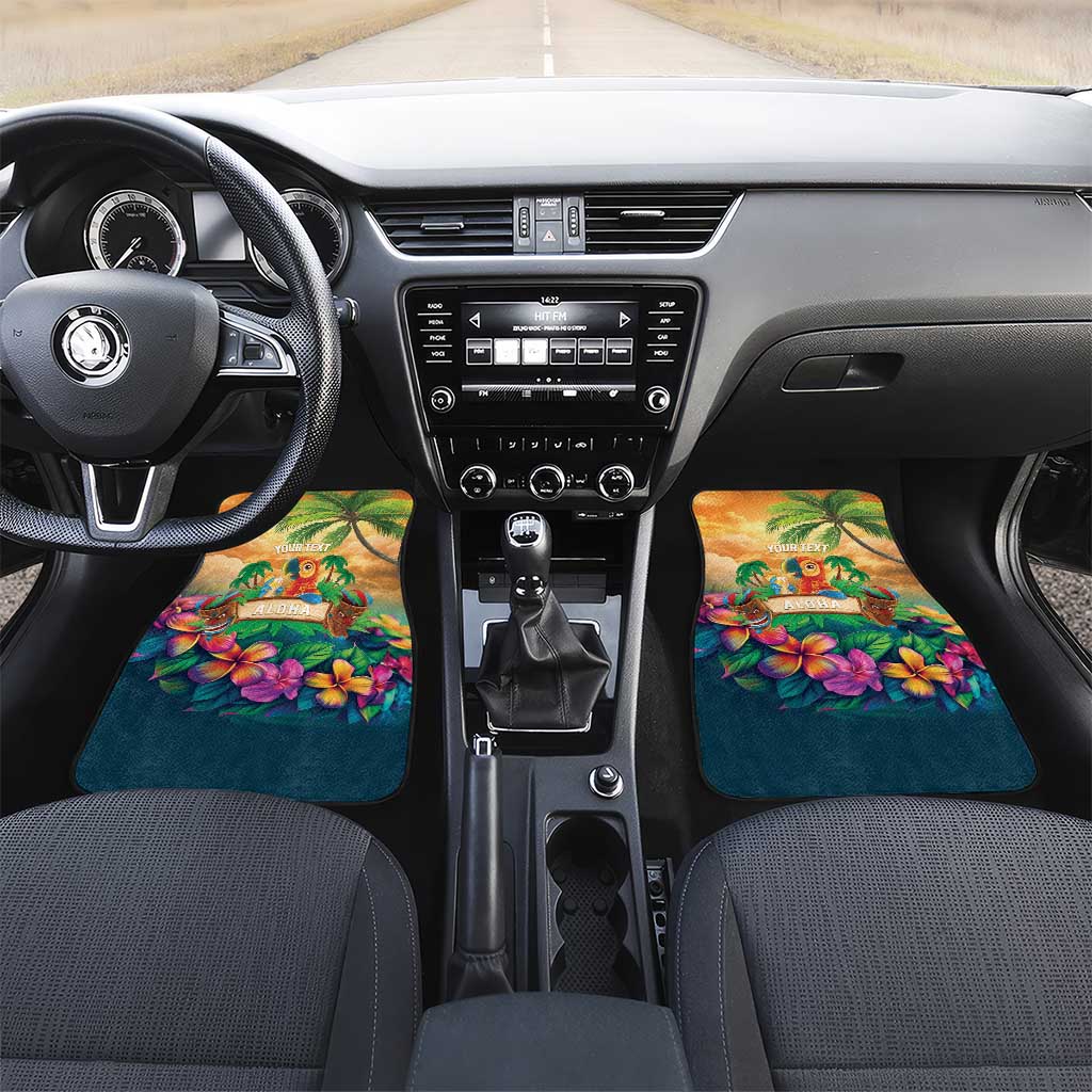 5 Oclock Somewhere Personalized Car Mats Hawaii Parrots Plumeria Summer Vibe LT9 Set 2pcs - Front Yellow - Polynesian Pride