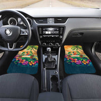 5 Oclock Somewhere Personalized Car Mats Hawaii Parrots Plumeria Summer Vibe LT9 Set 2pcs - Front Yellow - Polynesian Pride