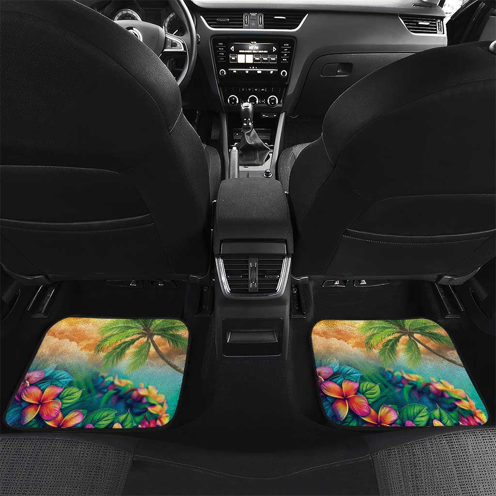 5 Oclock Somewhere Personalized Car Mats Hawaii Parrots Plumeria Summer Vibe LT9 Set 2pcs - Back Yellow - Polynesian Pride
