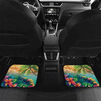 5 Oclock Somewhere Personalized Car Mats Hawaii Parrots Plumeria Summer Vibe LT9 Set 2pcs - Back Yellow - Polynesian Pride