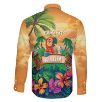 5 Oclock Somewhere Personalized Family Matching Off The Shoulder Long Sleeve Dress and Hawaiian Shirt Hawaii Parrots Plumeria Summer Vibe LT9 - Polynesian Pride