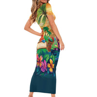 5 Oclock Somewhere Personalized Family Matching Short Sleeve Bodycon Dress and Hawaiian Shirt Hawaii Parrots Plumeria Summer Vibe LT9 - Polynesian Pride