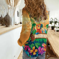 5 Oclock Somewhere Personalized Women Casual Shirt Hawaii Parrots Plumeria Summer Vibe - Polynesian Pride