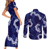 Mokihana Maile and Ilima Leis Couples Matching Short Sleeve Bodycon Dress and Long Sleeve Button Shirt Uliuli Hawaiian Tapa Quilt Pattern LT9 - Polynesian Pride