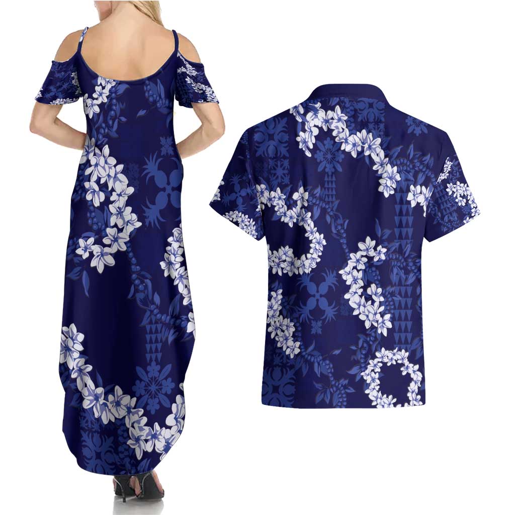 Mokihana Maile and Ilima Leis Couples Matching Summer Maxi Dress and Hawaiian Shirt Uliuli Hawaiian Tapa Quilt Pattern LT9 - Polynesian Pride