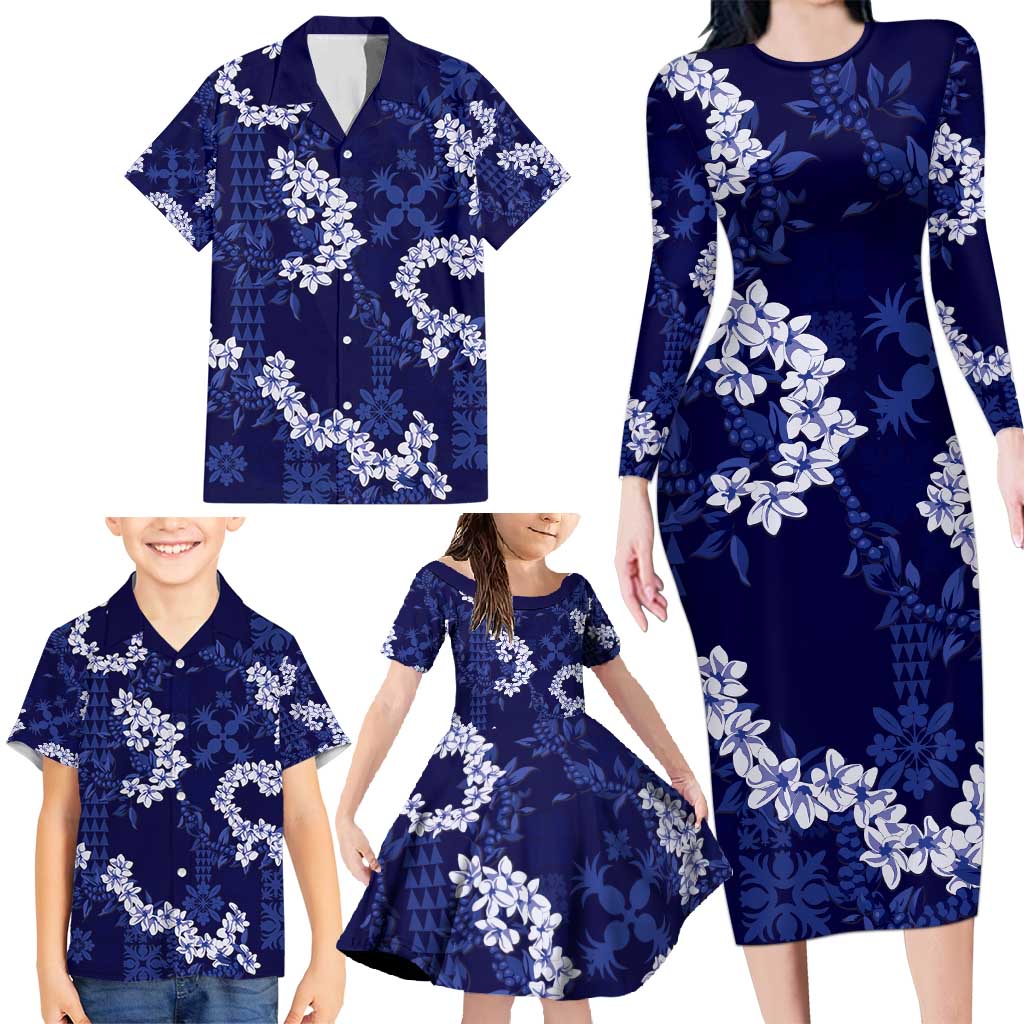 Mokihana Maile and Ilima Leis Family Matching Long Sleeve Bodycon Dress and Hawaiian Shirt Uliuli Hawaiian Tapa Quilt Pattern LT9 - Polynesian Pride