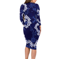 Mokihana Maile and Ilima Leis Family Matching Long Sleeve Bodycon Dress and Hawaiian Shirt Uliuli Hawaiian Tapa Quilt Pattern LT9 - Polynesian Pride