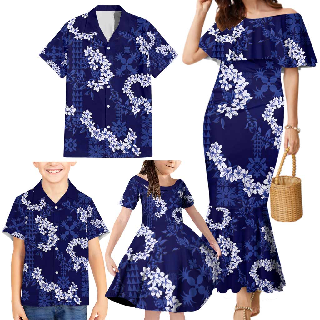 Mokihana Maile and Ilima Leis Family Matching Mermaid Dress and Hawaiian Shirt Uliuli Hawaiian Tapa Quilt Pattern LT9 - Polynesian Pride